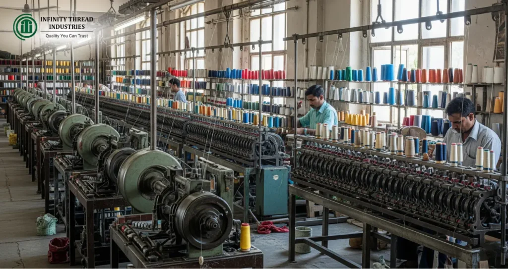 Modern thread manufacturing facility at Infinity Thread Industries, a leading name among thread manufacturers in India.