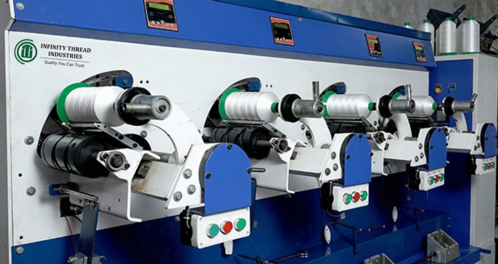 High-tech sewing thread winding machine at Infinity Thread Industries, the Best Sewing Thread Brand in India in 2025.