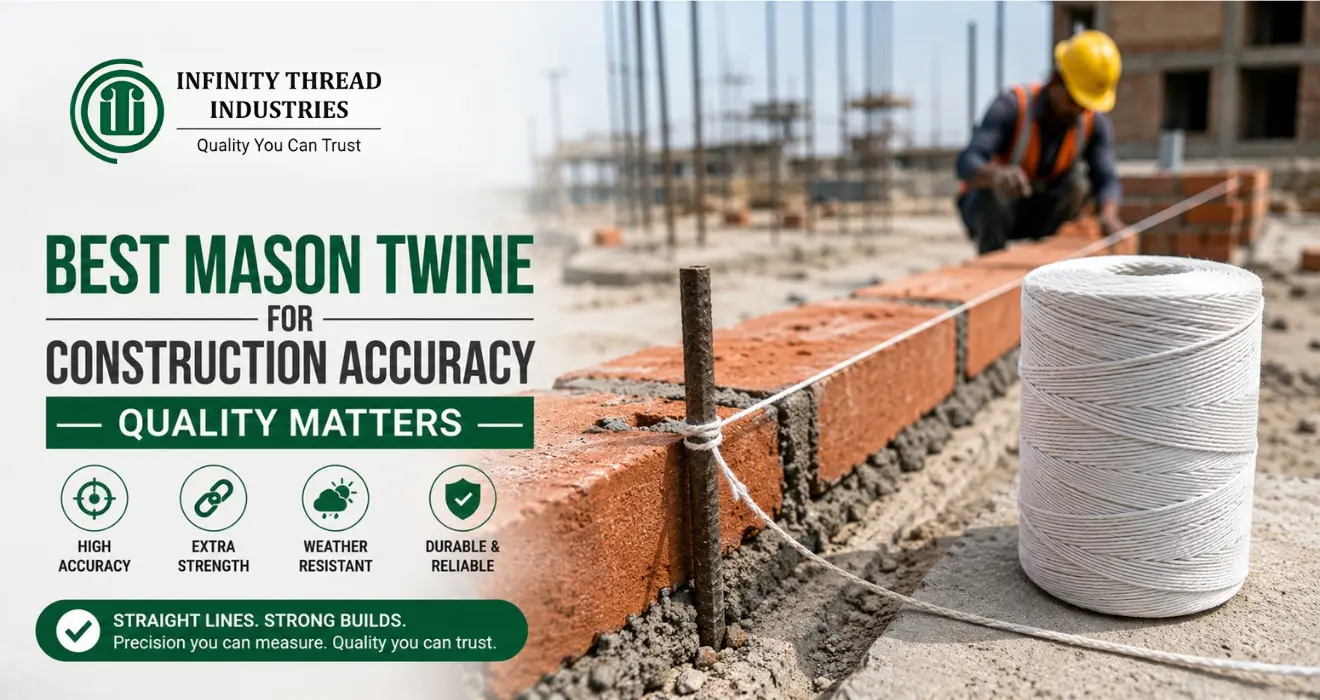Mason twine for construction accuracy by Infinity Thread Industries ensures straight layouts with durable, weather-resistant line.