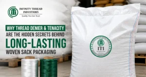 Thread denier for woven sack packaging by Infinity Thread Industries ensuring durable, high-strength industrial sacks.