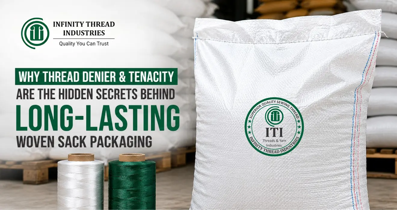 Thread denier for woven sack packaging by Infinity Thread Industries ensuring durable, high-strength industrial sacks.