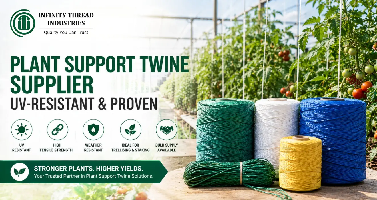 Plant support twine supplier Infinity Thread Industries offers UV-resistant, high-strength twine for reliable crop support.